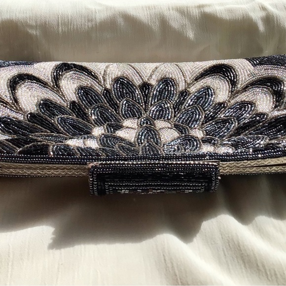 Vintage SharMark Black and Clear Beaded Clutch - Picture 4 of 13